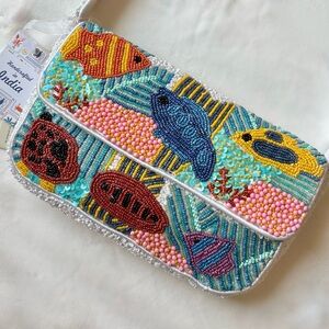 Tropical Fish Ocean Beaded Shoulder Bag New With Tags Handcrafted In India